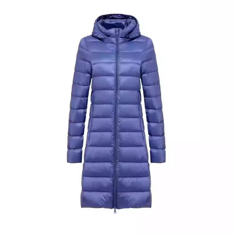 Doudoune légère pour femme avec capuche amovible, manteau d'hiver mi-long coupe slim, 85 % duvet de canard blanc, coque en nylon imperméable_voghion.com
