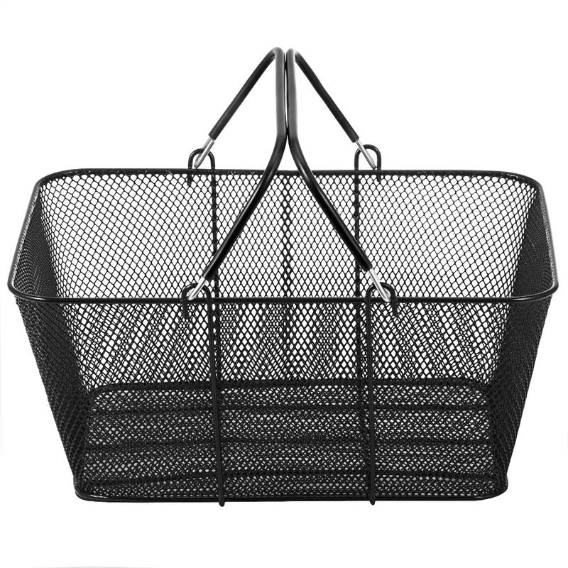 Cestini per la spesa Cestini per la spesa in metallo Cestini per la spesa portatili in filo nero con manici in rete 12 pezzi Cestini per la spesa in filo nero_voghion.com