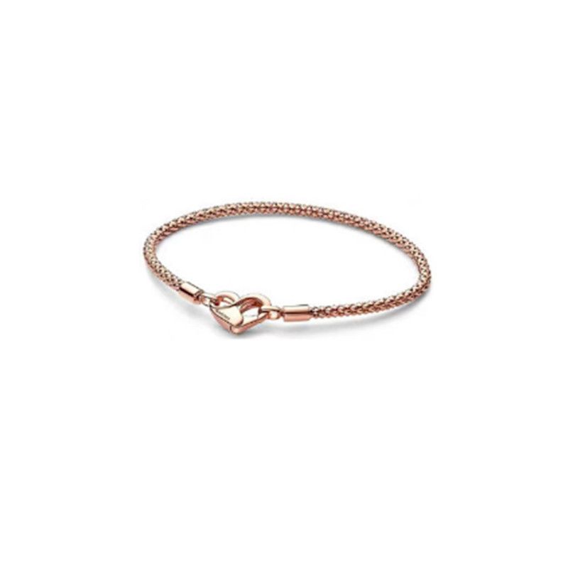 Chaîne en argent plaqué cuivre blanc avec os de serpent Bracelet épais en argent avec os de serpent Love Chaîne basique Love en or rose_voghion.com