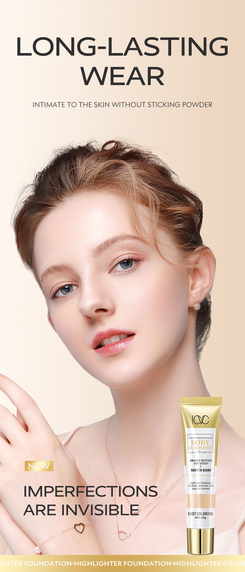 Yüz Fondöteni ICVC High Gloss Fondöten, Nemli, Hafif, Suya Dayanıklı, Yağ Kontrolü, Kapatıcı_voghion.com