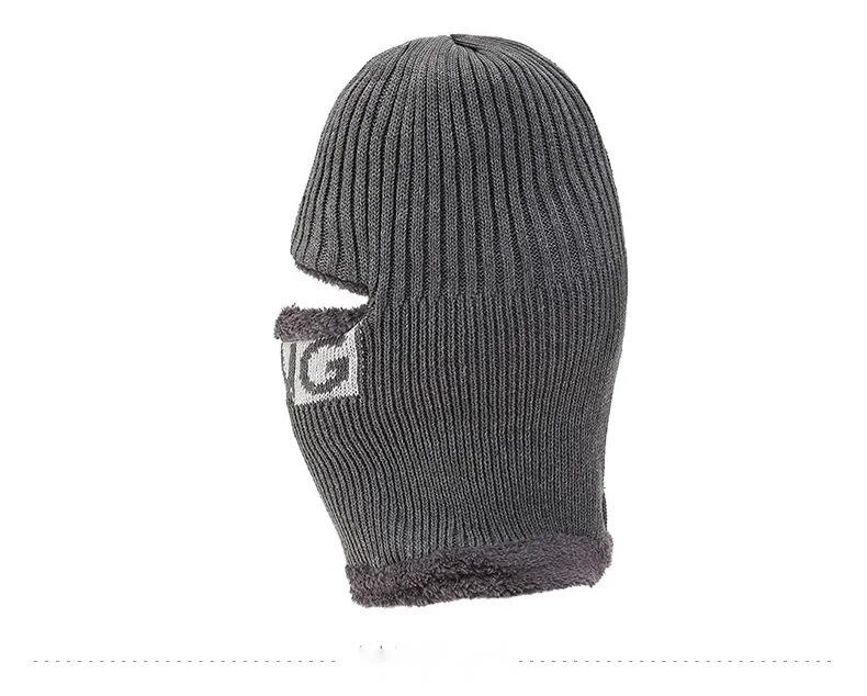 New Letter One Eye Cappello da uomo con collo in un unico pezzo Cappello invernale in lana calda ispessita Cappello in un unico pezzo Protezione per il viso e protezione dal freddo Cappello lavorato a maglia in cotone_voghion.com