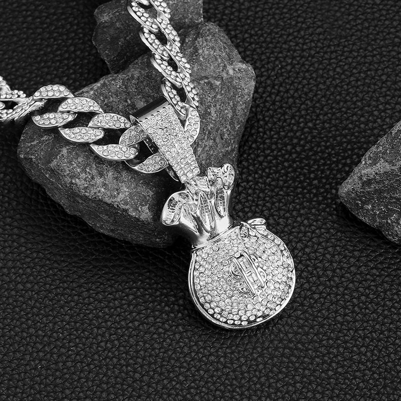 Hip Hop Street Crowd personalisierte Dollar Symbol Geld Tasche Anhänger kubanischen Kette_voghion.com