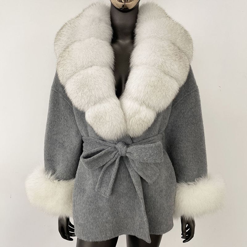 Luxuriöser doppelseitiger Wollmantel mit Fuchspelzkragen – Übergroßer Damen-Wintermantel, eleganter mittellanger Trenchcoat für Freizeit und Büro_voghion.com