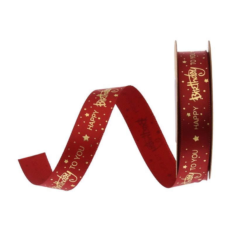 Happy Birthday Ribbon Roll Bronzing Printed Cake Box Packaging Ribbon for Gift Wrapping Crafts, 15 mm X 10 Yards/20 Yards_voghion.com