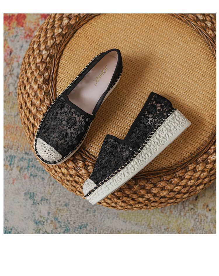 Breathable Mesh Platform Spring Plaid Wedge Fisherman Shoes_voghion.com