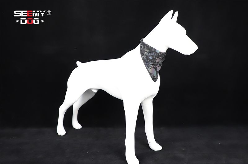 Pet Products Reflecterende sjaal voor huisdieren, hoge zichtbaarheid, verstelbare elastische halsband met drukknoopsluiting, regenboog reflecterende strepen, veilige zachte polyesterstof_voghion.com