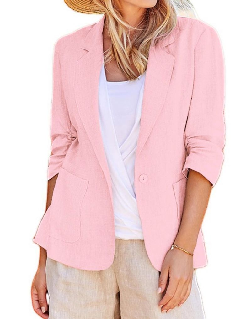 2025s 2025 Women's New Spring And Summer Long Sleeved Small Suit With Collar Style Professional Slimming Coat_voghion.com