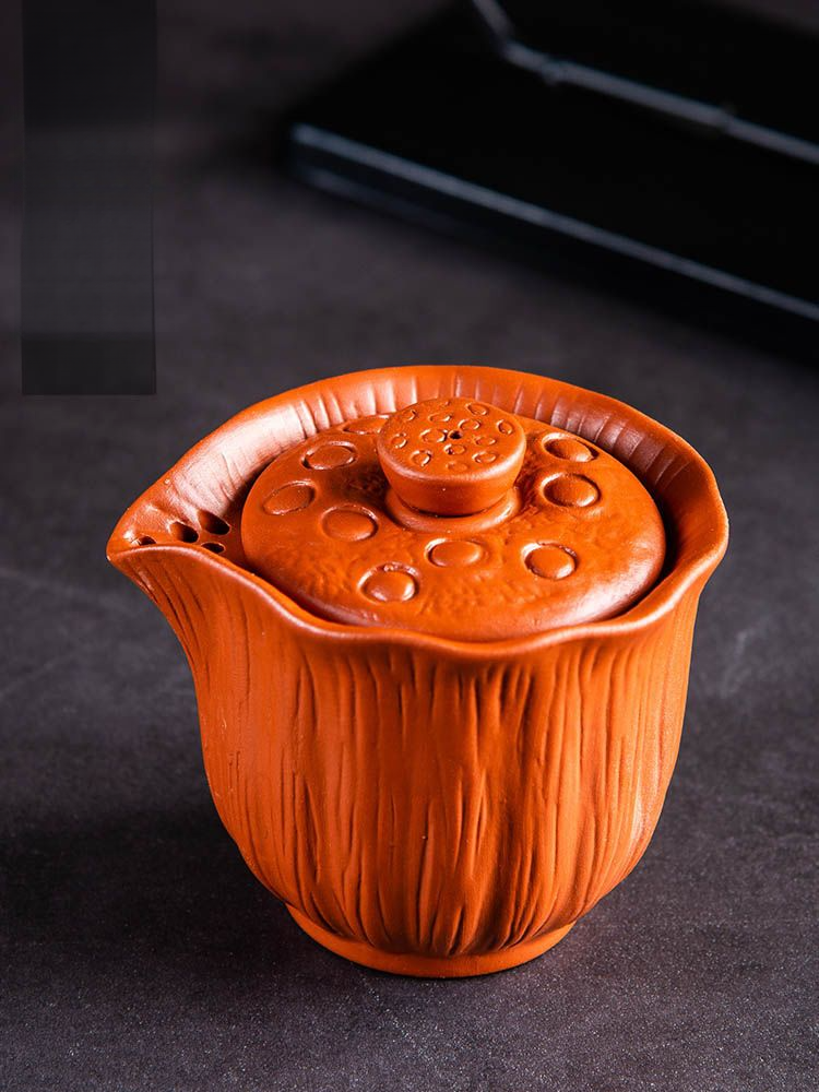 Authentisches Gaiwan-Set aus Keramik für eine Person, mit Verbrühungsschutz, tragbar, neue Mini-Teekanne aus violettem Ton, Hand-Teebereiter_voghion.com