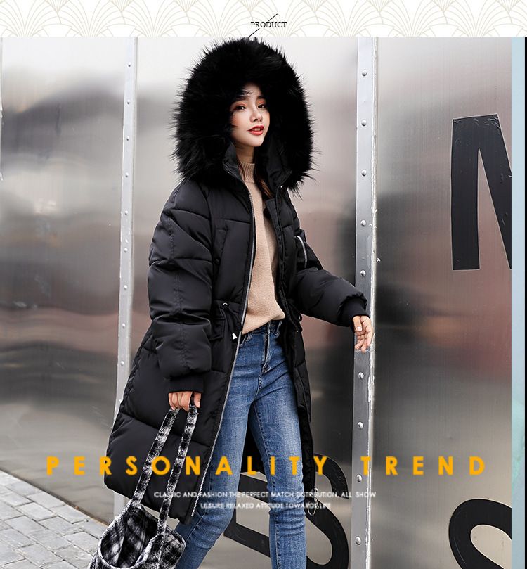 Women's Winter Coat With Faux Fur Hood, Long Padded Jacket, Slim Fit Plus Size Parka, Warm Quilted Outerwear For Cold Weather_voghion.com
