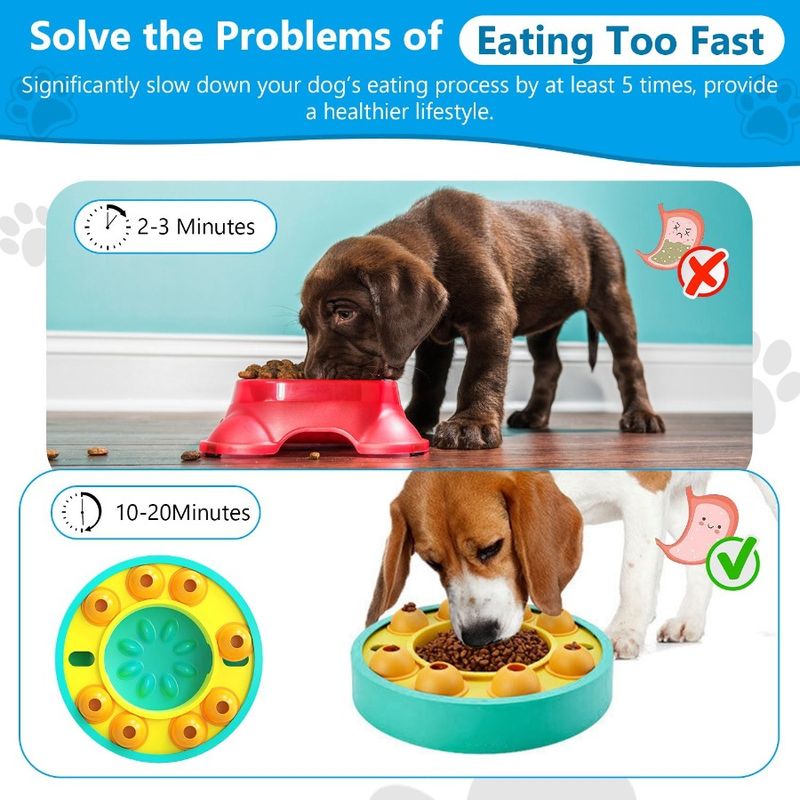 Slow Dog Treat Puzzle Toy Bowl Food Feeding Dog Toy Interactive Feeder Dispensing_voghion.com