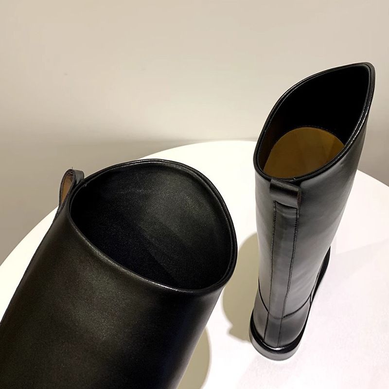 2024 New Women's With Wide Leg And Long Shaft, Slanted Mouth, Over-the-Knee, Knight Style, High Boots_voghion.com