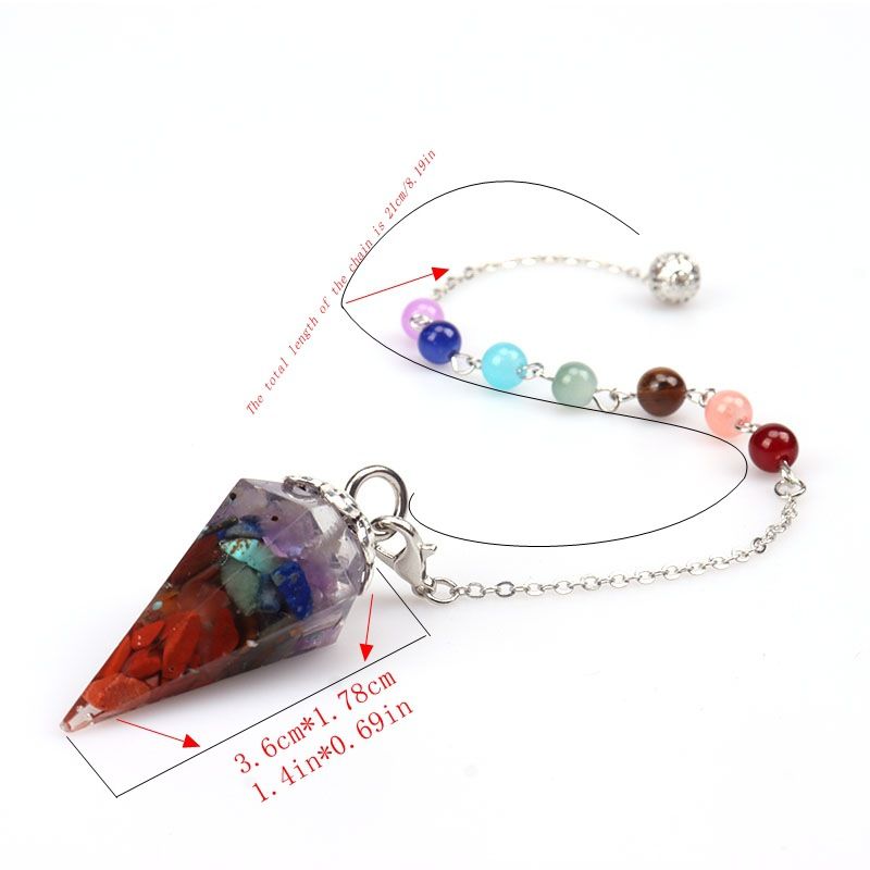 30mm Hexagonal Crystal Resin Pendant - Natural Gravel Cone Chakra Beads With Adjustable Cotton Cord For Yoga, Meditation & Energy Healing_voghion.com