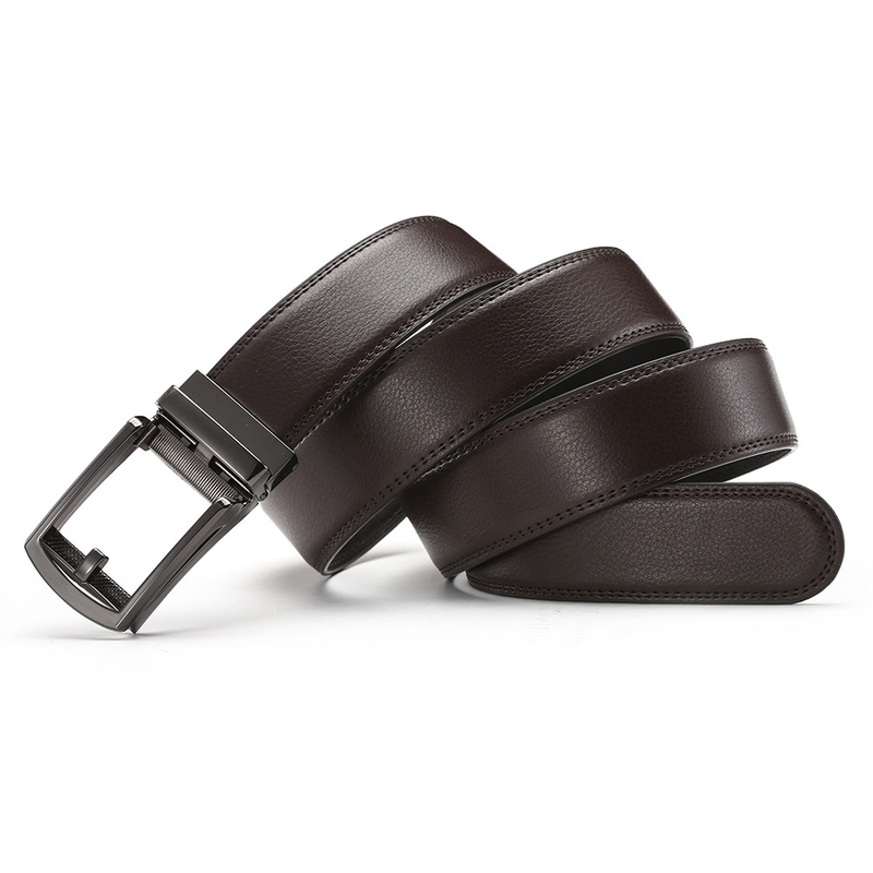 2024 New Fashion Versatile Leather Belt Men's Automatic Buckle Belt Cowhide Belt False Needle Buckle Belt_voghion.com