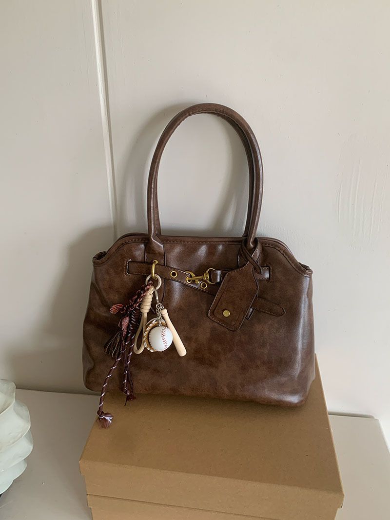 Casual Style Briefcase For Women, Large Capacity, Textured, Versatile, Simple, Niche Design, Handheld And Shoulder Tote_voghion.com