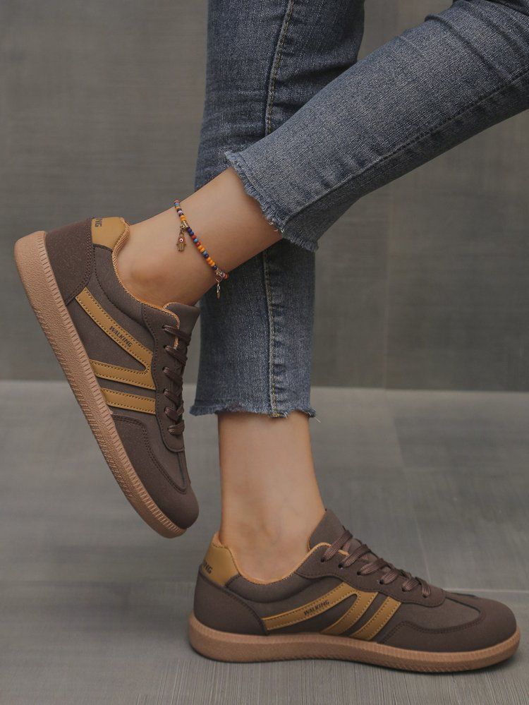 Cross-Border Women's Plus Size German Training Sneakers 2025 New European And American Retro Color Block Flat Single_voghion.com