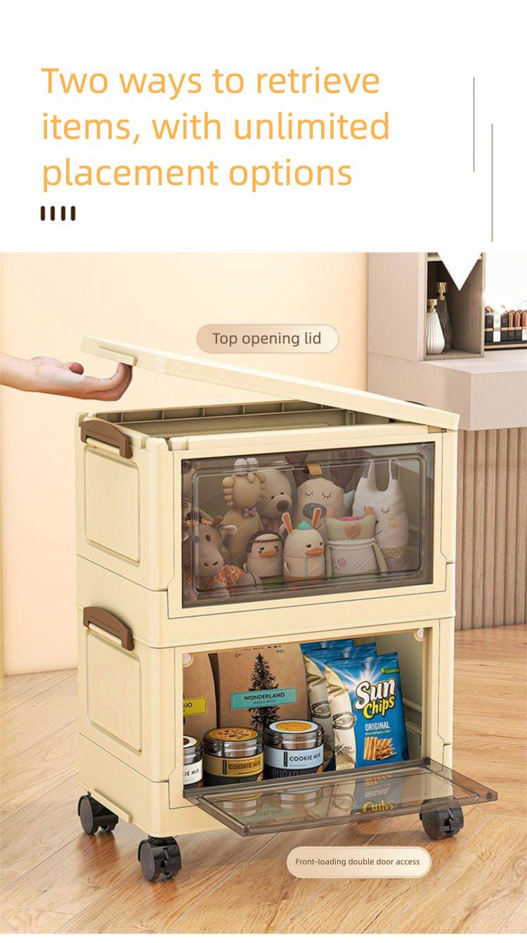 No-Installation Thickened Folding Double Door Home Living Room Multi-Functional Mobile Snack Simple Storage Cabinet_voghion.com