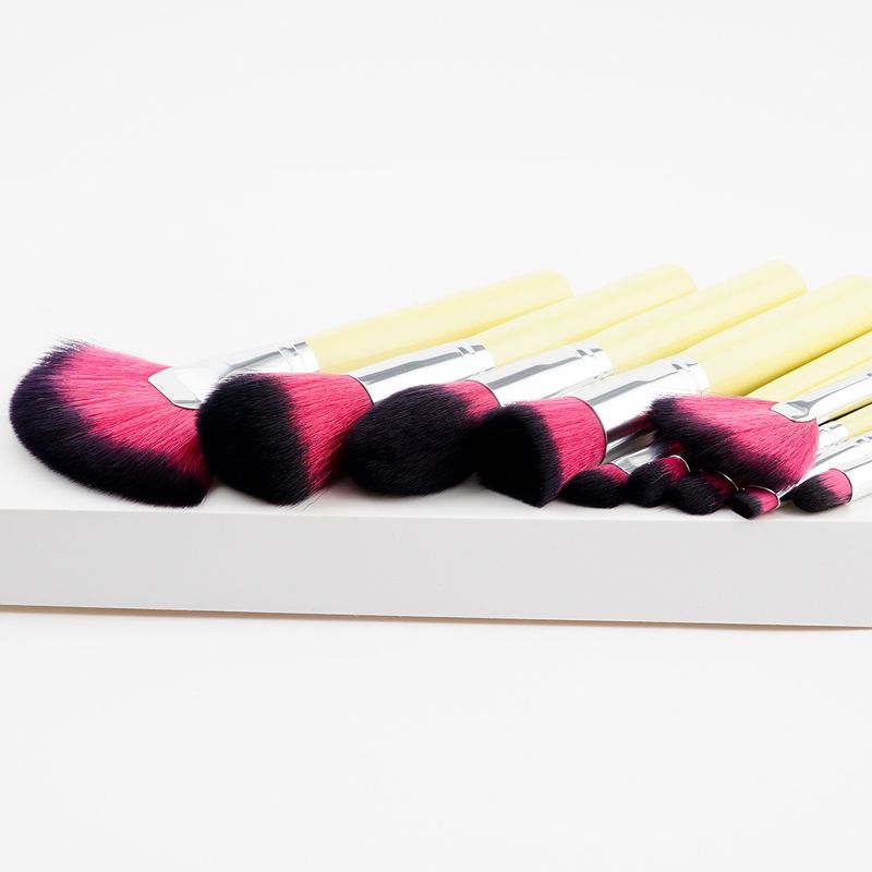 10 pcs makeup brush set makeup tools crackle/yellow handle/red handle fan brush GUJHUI_voghion.com