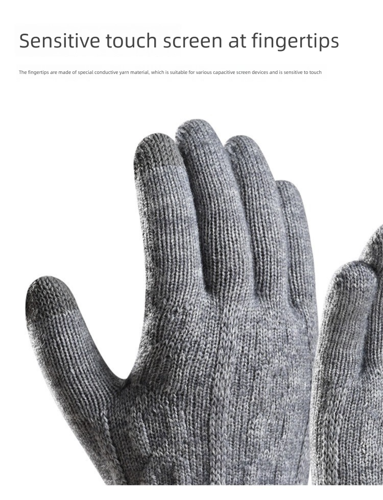 Winter Warm Touchscreen Fleece Lined Thick Knitted Cycling Cold-Proof Men's Five-Finger Wool Gloves Cross-Border_voghion.com