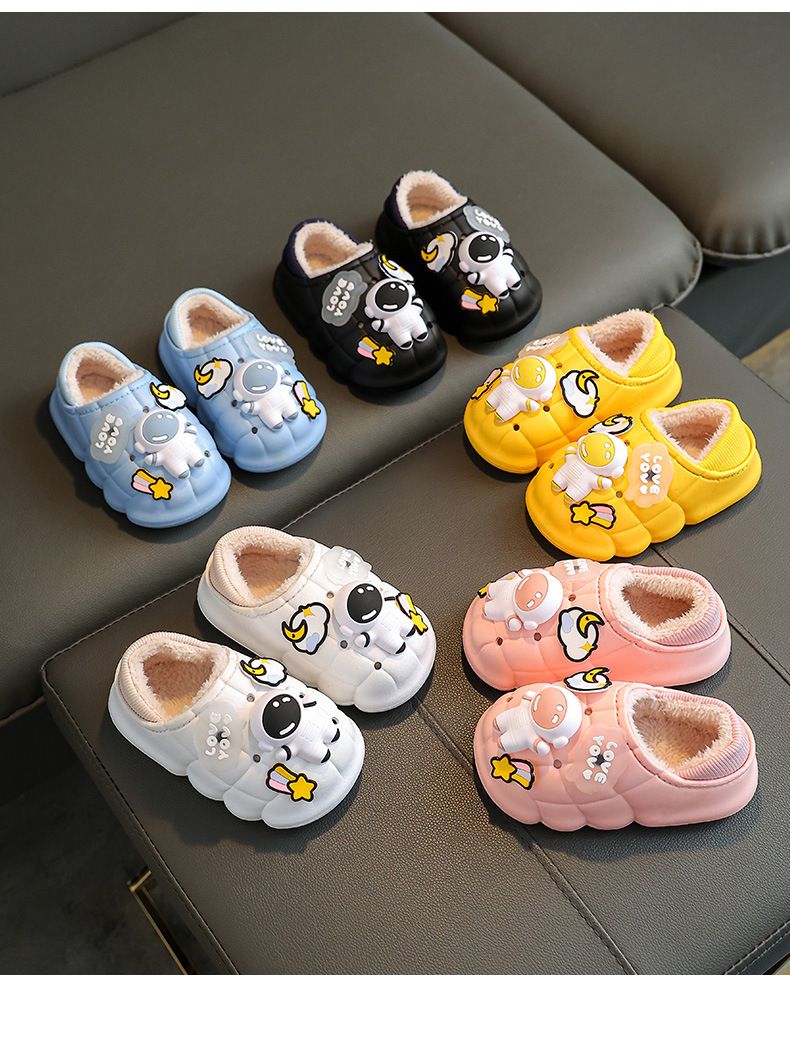 Pantofole invernali per bambini con copertura completa del tallone - Pantofole da casa impermeabili per interni/esterni per ragazzi e ragazze, comode stivaletti antiscivolo foderati in pile_voghion.com