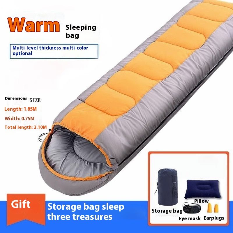 Saco de dormir de invierno para acampar a -30 °C, grueso, para adultos y niños, portátil, cálido, de franela, para exteriores_voghion.com