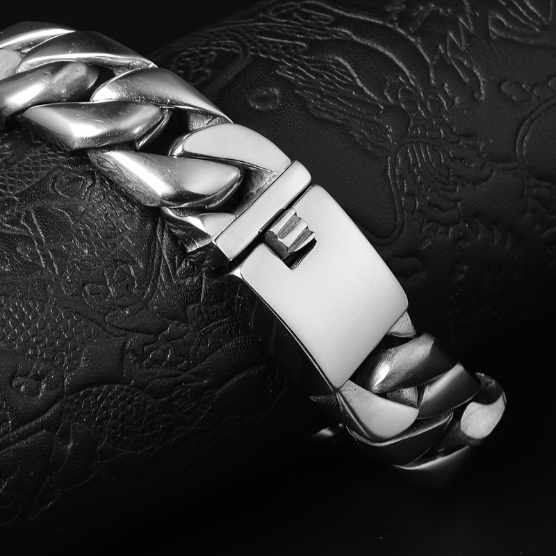 Moda Masculina Banhado A Ouro 10mm Pulseira Liga Dupla Fivela Pulseira Atmosférica Moderna_voghion.com