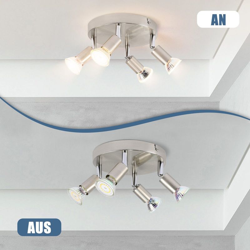 Glitzerlife LED Deckenstrahler Weiß Deckenspots - 4 Flammig Schwenkbar GU10 Metall Deckenlampe Moderne Wohnzimmerlampe Für Schlafzimmer Küche Gang Esszimmer_voghion.com