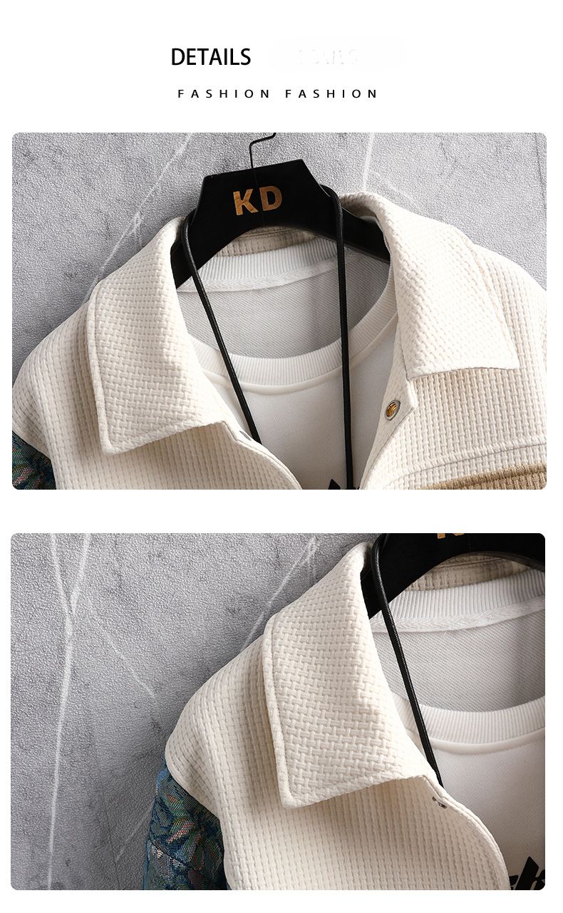 La giacca color-block di ispirazione cinese per uomo, un capo elegante e dalla vestibilità comoda, perfetto per la primavera e l'autunno._voghion.com