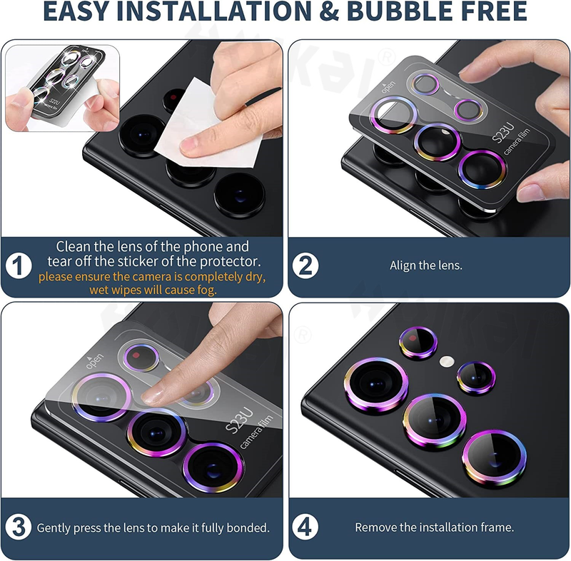 2 PCS voor Samsung Galaxy S23 Ultra S23 Plus S23 Camera Lens Protector Gehard Glas Camera Cover Screen Protector metalen Kras_voghion.com