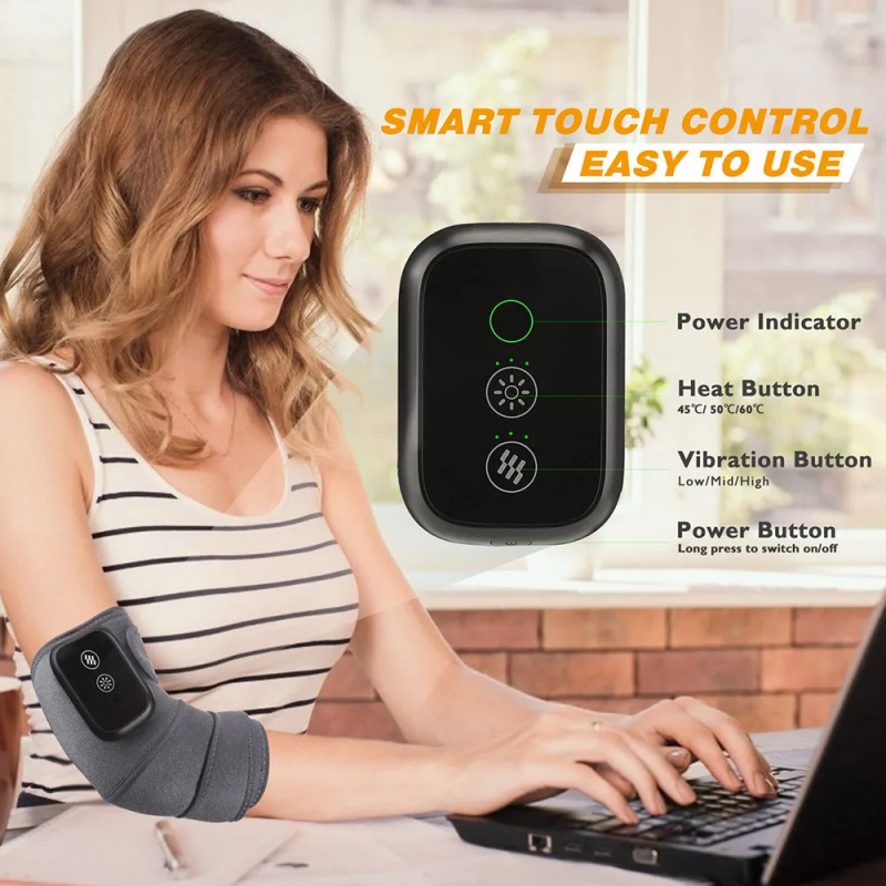 Masseur de dos chauffage électrique masseur d'épaule orthèse articulation arthrite soulagement de la douleur Vibration LED contrôleur réglable_voghion.com