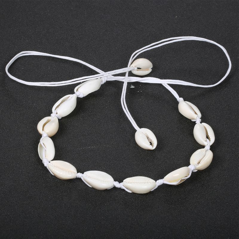 Collana, semplice e alla moda, in filo di cotone naturale, fatta a mano, gioiello con catena per clavicola_voghion.com