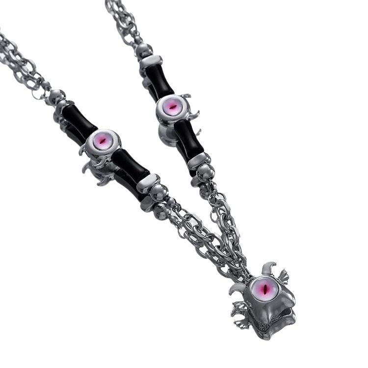 Nuova collana con cappuccio a forma di piccolo occhio di diavolo per uomini e donne, catena per clavicola dolce e cool per ragazze alla moda hip-hop_voghion.com