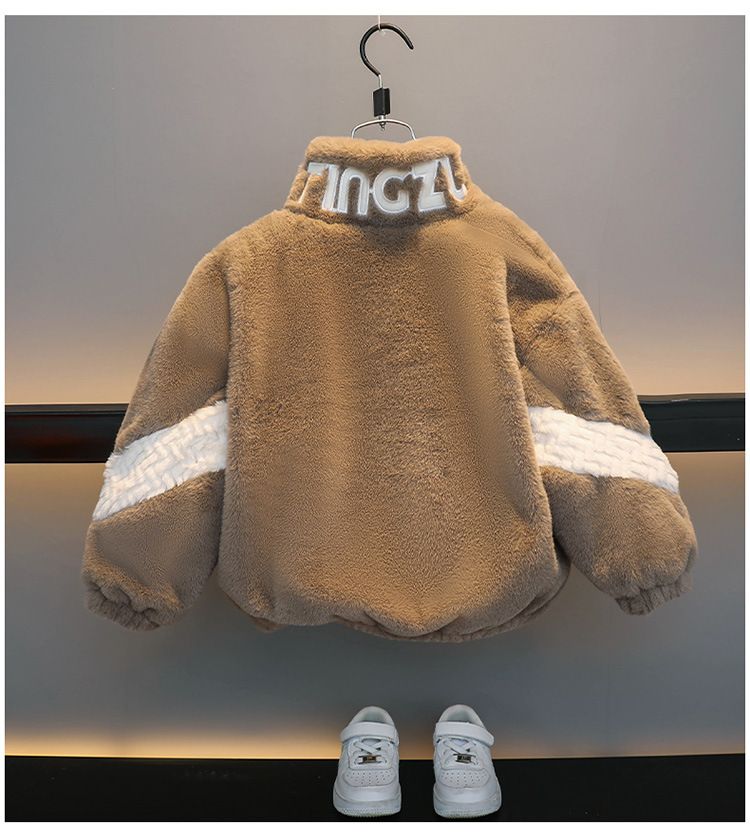 Kid's Clothing Boys' Autumn And Winter Mink Fleece Jacket Children's Plush And Thickened Baby Fur Cotton Coat Mid Length_voghion.com