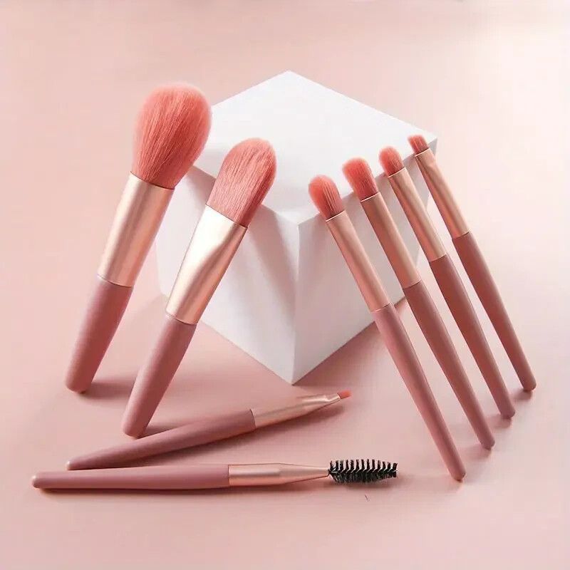 8x Make-Up Pinsel Set Foundation Blush Lidschatten Lip Pinsel Make-Up Tasche Fall_voghion.com