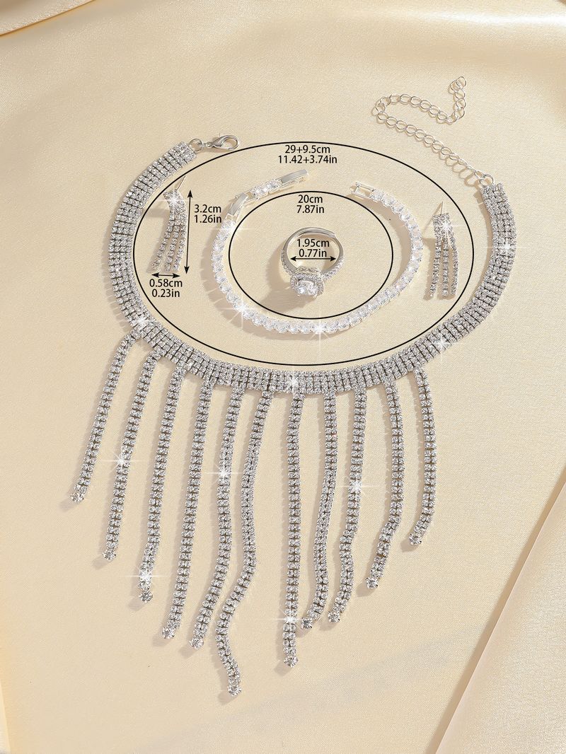 set da sposa tre pezzi collana orecchini catena afferrare gioielli strass set di gioielli per banchetto_voghion.com