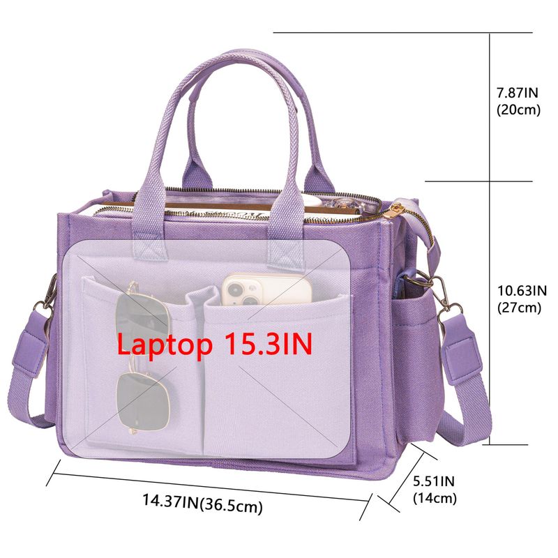 Grote canvas tas voor dames met zakken - laptoptas, portemonnee, handtas voor elke dag - perfect voor werk, strand en sportschool_voghion.com