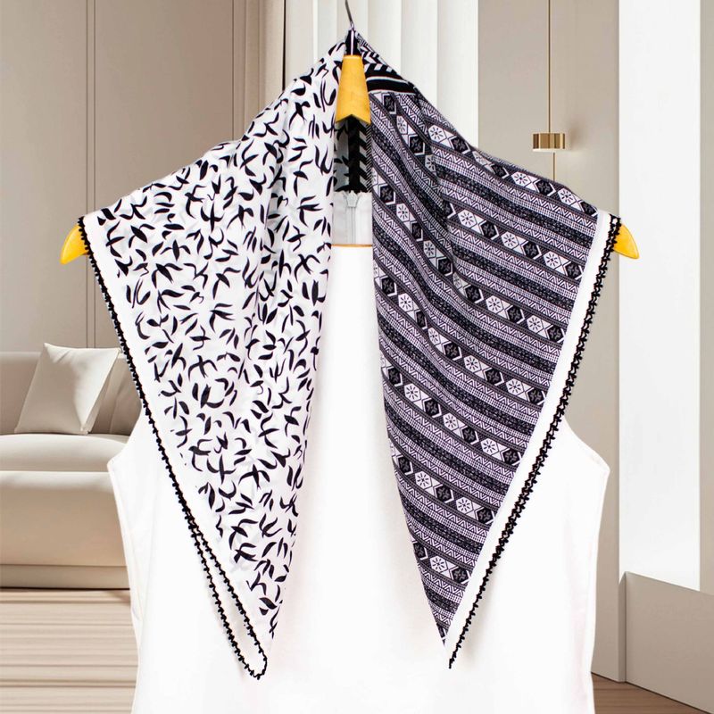 Sciarpa in pizzo sottile per donna, primavera estate, elegante sciarpa in seta di gelso monologo ad anello, scialle per outfit_voghion.com