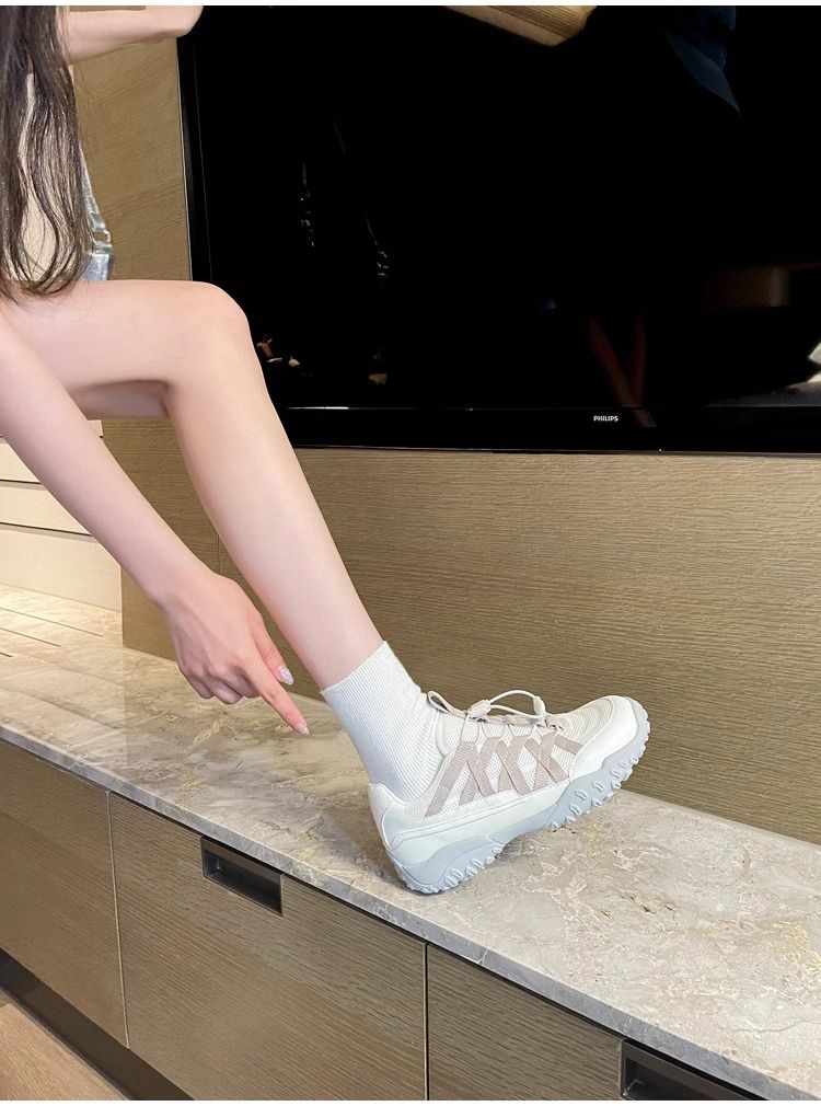 Primavera e autunno nuove scarpe con tacco a zeppa commercio estero grandi dimensioni scarpe sportive arcobaleno fondo scarpe da papà spot scarpe da corsa da donna_voghion.com