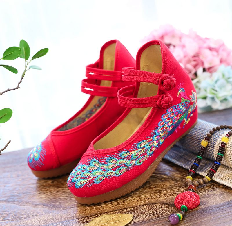 High Heels, einzelne Schuhstollen, Kuhsehnensohlen, bestickte Stoffschuhe für Damen, lässige Tanzschuhe_voghion.com