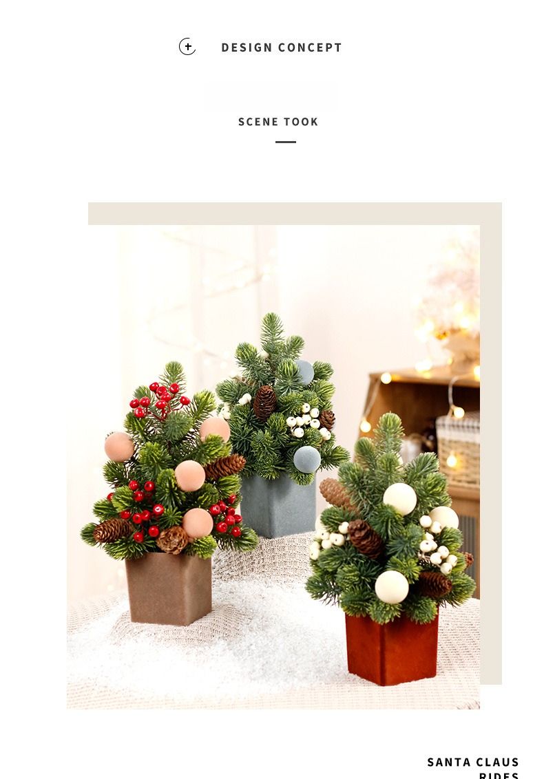 Christmas Decorations, Exquisite PE Nobeson Ins Tabletop Flocking Ball Red Fruit Mini Christmas Tree_voghion.com