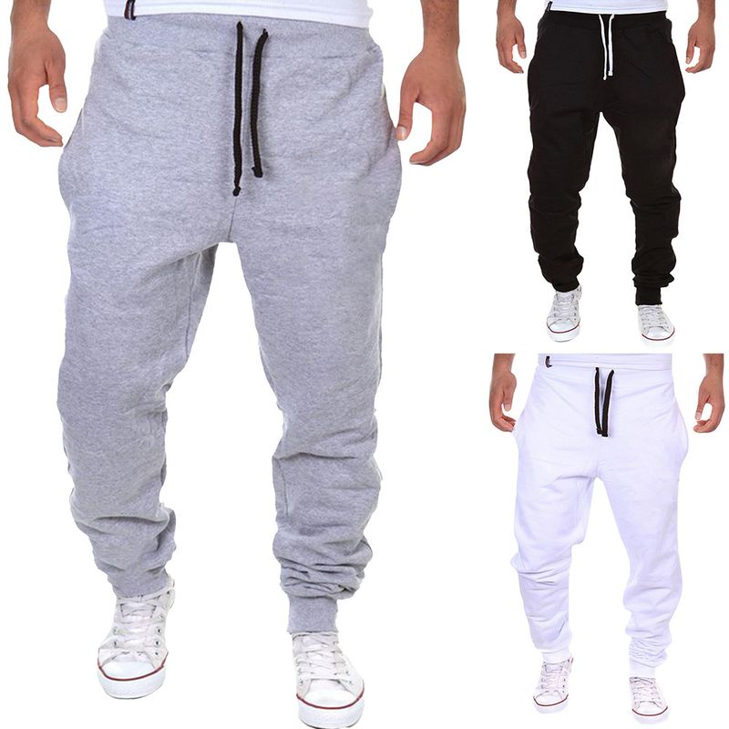 Men's Casual Jogger Pants - Elastic Waist Comfortable Workout Trousers For Daily Wear (Black, Light Gray, White) - S/M/L/XL/XXL_voghion.com