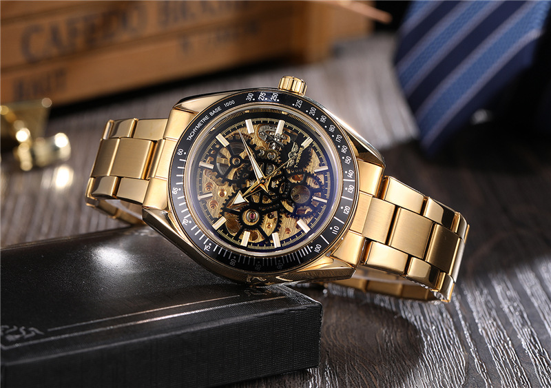 Hot selling winner8152 men's leisure mechanical watch automatic hollow mechanical watch men's steel band watch_voghion.com