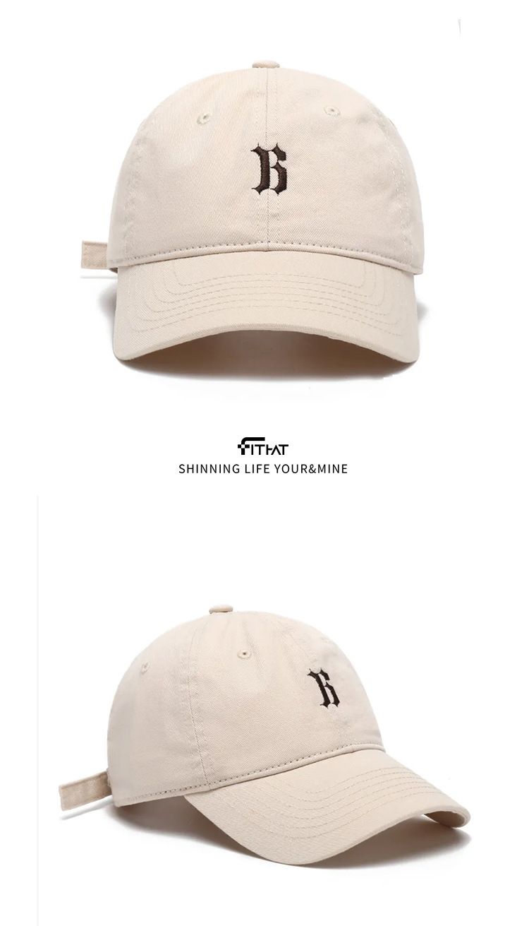 Berretto a becco d'anatra per donna con toppa retrò, lettera B, berretto da baseball morbido per donna, semplice e versatile per mostrare il viso piccolo._voghion.com