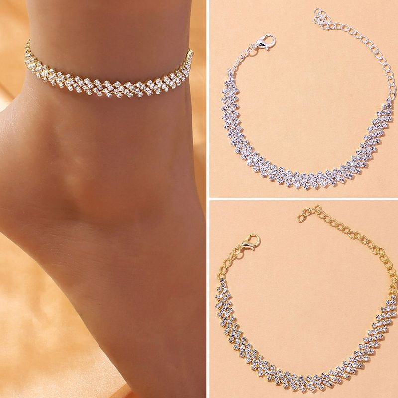 Shuosbai 1Pc Adjustable Extended Chain Sparkg Personality Rhombus Decorate Foot Rhie Stretch Anklet Women Jewelry_voghion.com