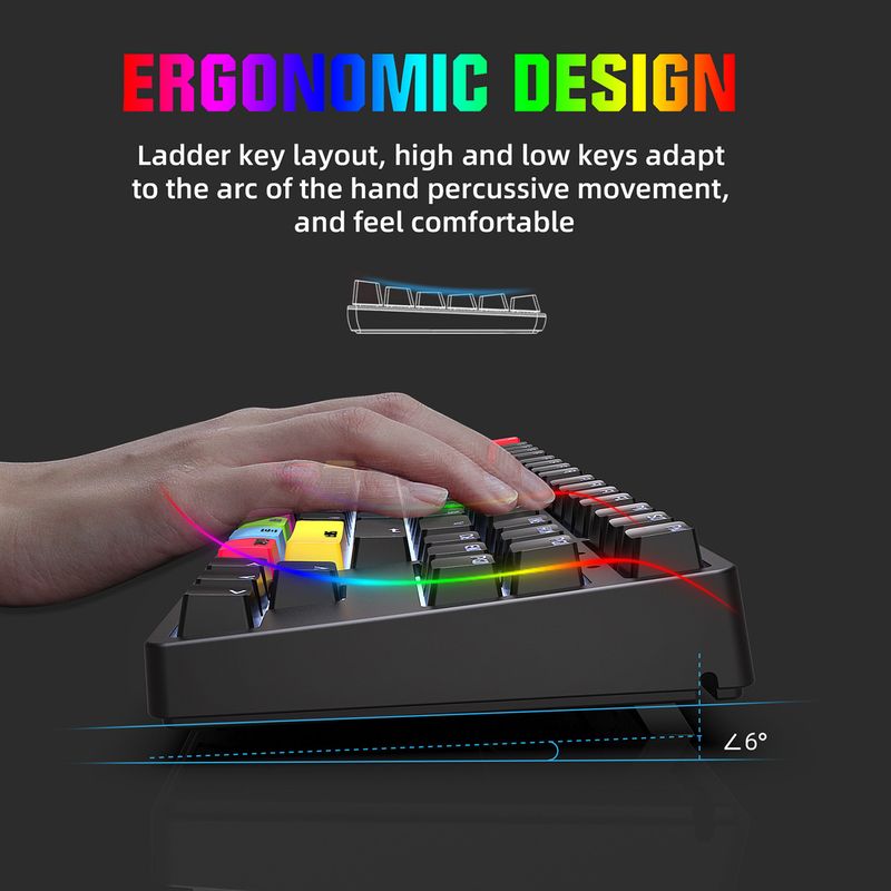 Farfi Mechanische N-Key Rollover Red Switch Ergonomische 87 Tasten E-Sport Kabelgebundene Tastatur für Windows 10/8/7/XP_voghion.com