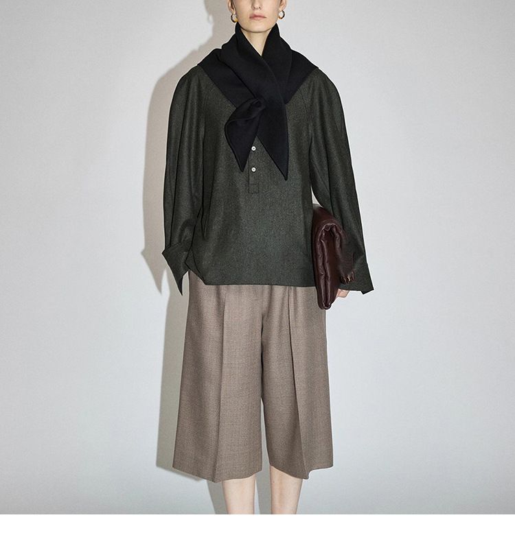 Trench in lana italiana testurizzata/pantaloni sette pezzi_voghion.com