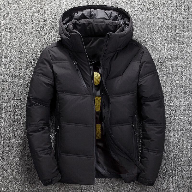 Jacke, kurz, verdickt, neuer, stylischer Jugendtrend, locker, 50 % weiße Entendaunen, Kapuzenmantel für Herren, Winterkleidung_voghion.com