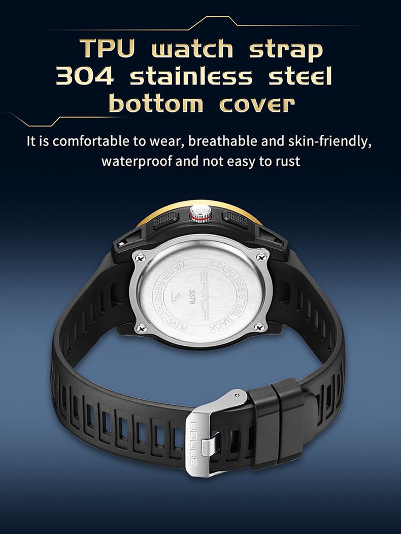 Men's Digital Analog Watch With Alarm, Timer, Dual Time, Waterproof 50m, LED Backlight, Sports & Casual Style Countdown, Dual Time_voghion.com
