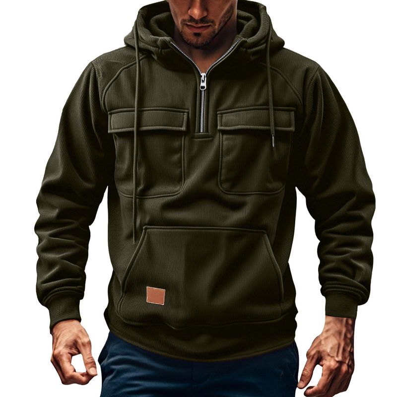 Giacca casual da uomo 2025 con cappuccio e cerniera per autunno e inverno_voghion.com