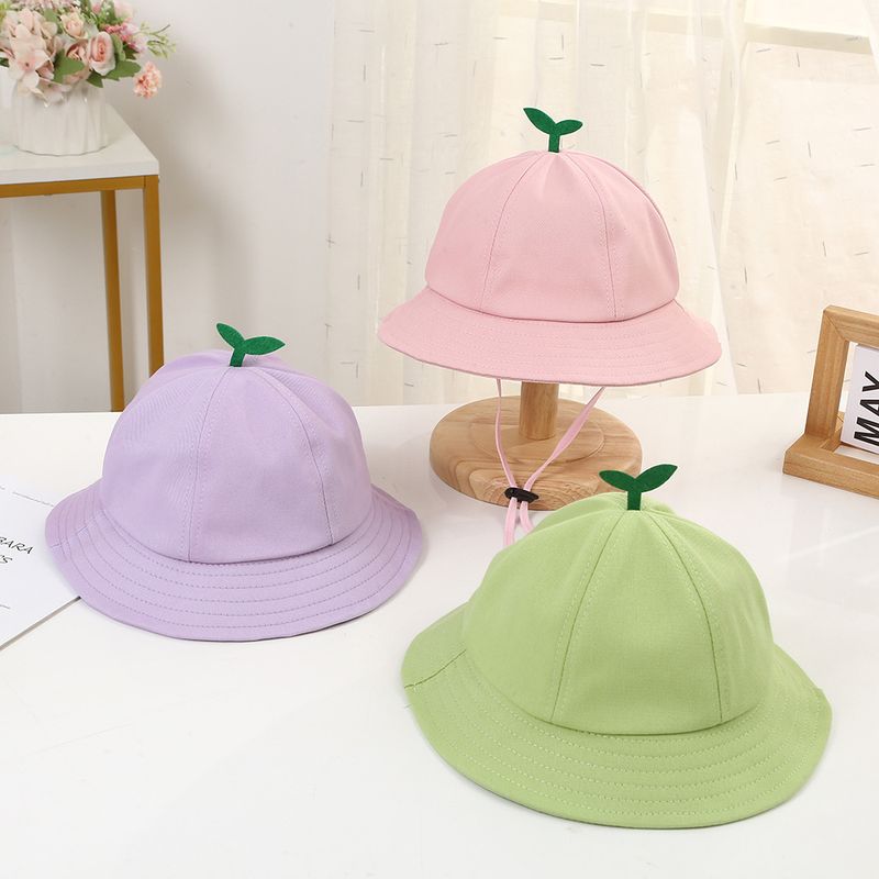 Sommerausflüge für Kinder, Hüte für Jungen und Mädchen, süßer, einfarbiger, dünner Sonnenschutz-Fischerhut für Babys mit Blättern_voghion.com