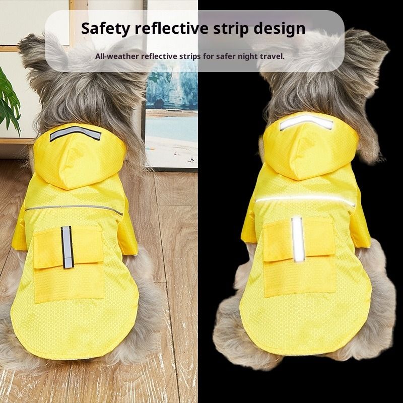 Imperméable à capuche pour chien avec bande réfléchissante Teddy Bigbear pour chiens de petite et moyenne taille, coupe-vent, imperméable et résistant à la pluie. Vêtements d'extérieur pour animaux de compagnie._voghion.com